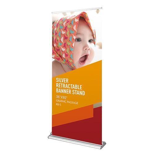 Premium retractable banner stand, 36 x 80 in